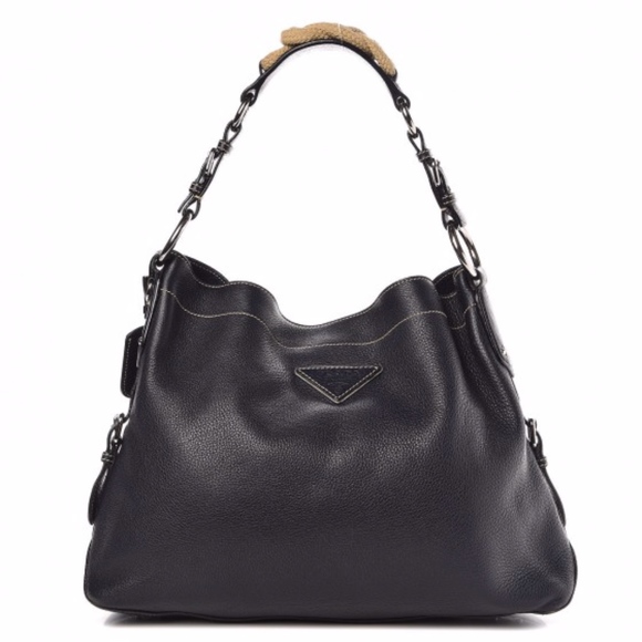 Prada Handbags - PRADA Vitello Daino Rope Hobo Midnight Blue